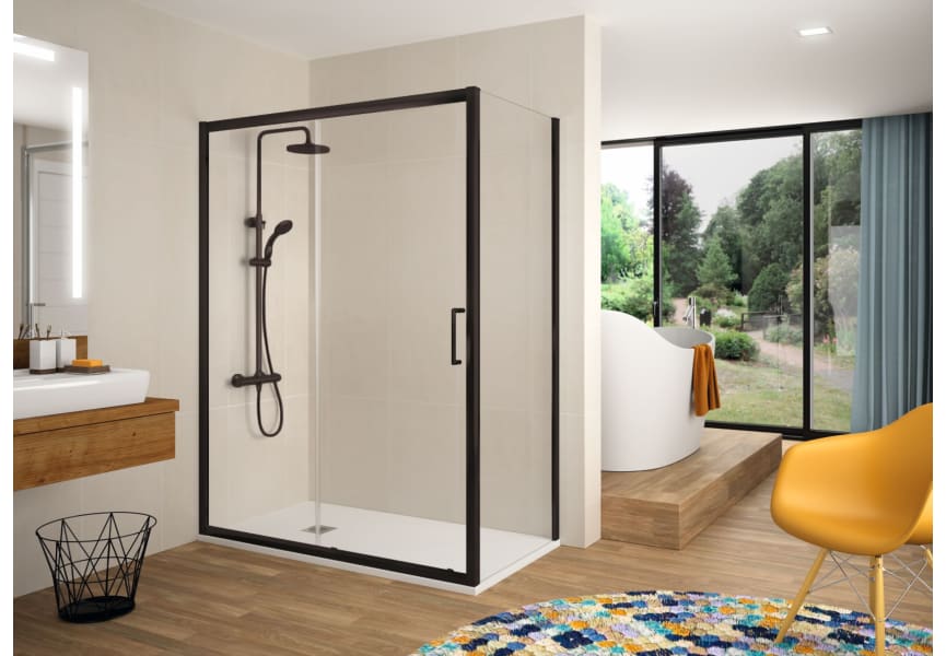 Paroi de douche Kassandra Bella noir mat (BL607+BL602+BL103) Principal 0