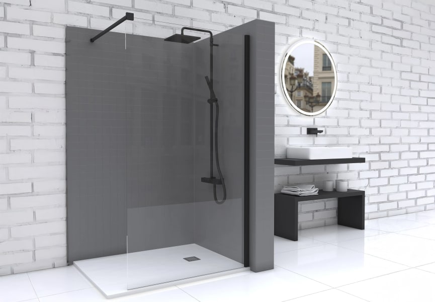 Paroi de douche fixe noire Minimal Principal 1