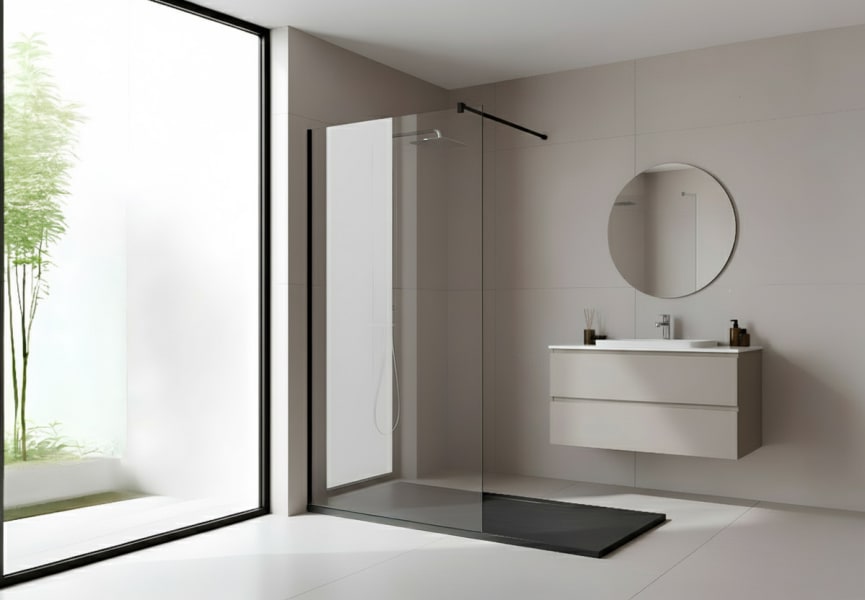 Paroi de douche fixe noire Minimal Principal 0