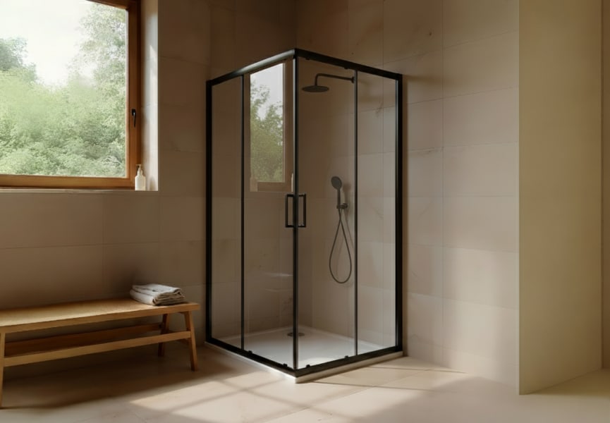 Paroi de douche angulaire Emma couleur noire Principal 0