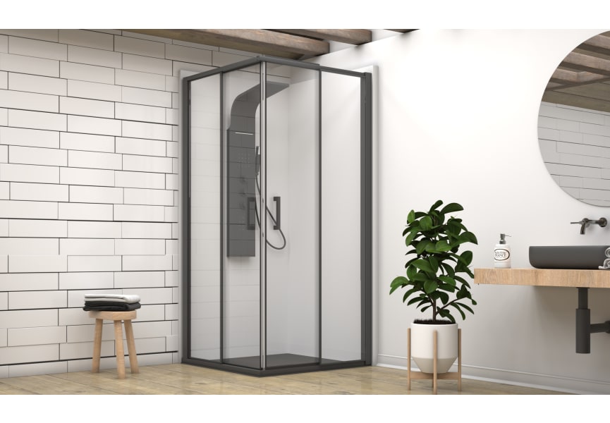 Paroi de douche angulaire Emma couleur noire Principal 0
