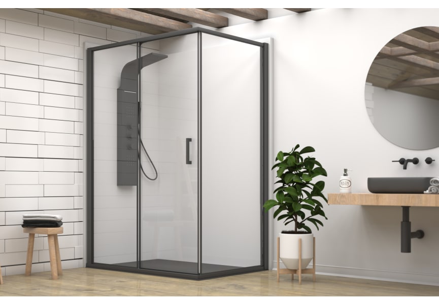 Paroi de douche Emma avec profilés noirs Principal 0