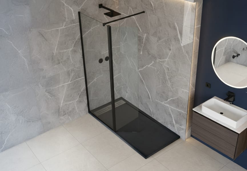 Paroi de douche minimale fixe + pivotante Ambiente 1