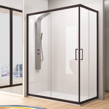 Paroi de douche angulaire Kassandra Bella noir mat (BL607+BL607)