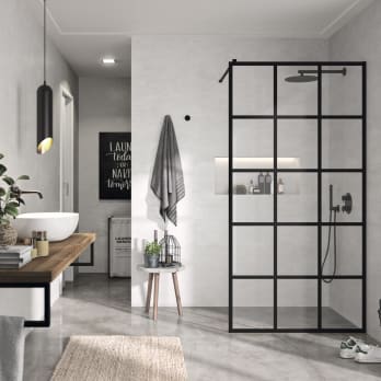 Paroi de douche fixe noire Fresh - FR103 -Kassandra- -Fr103