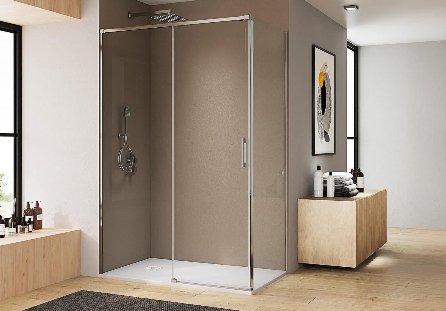 Paroi de douche angulaire coulissante Bruntec Aria Principal 0