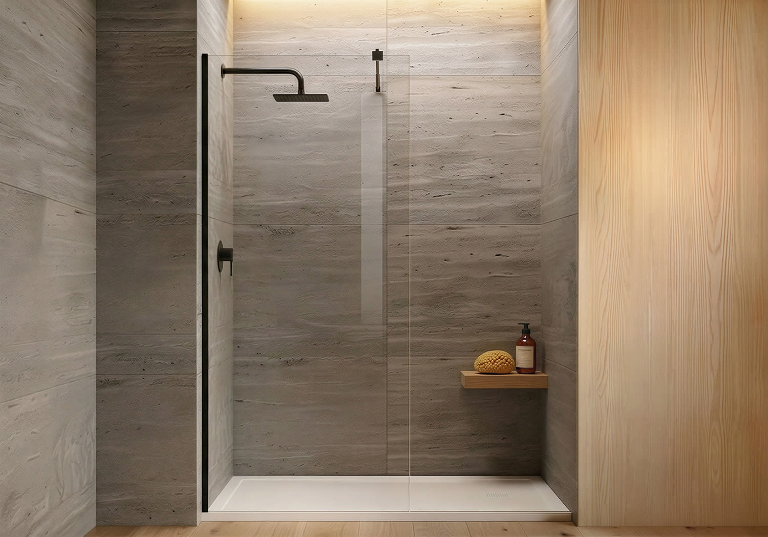 Paroi de douche fixe noire Minimal Principal 0