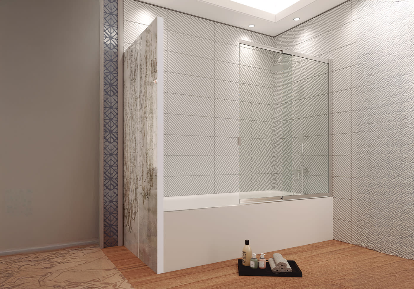 Paroi de baignoire coulissante et pivotante Bruntec Ares Principal 0