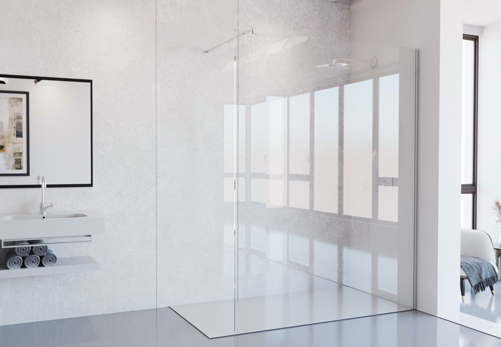 Paroi de douche en acier inoxydable Dione Principal 0