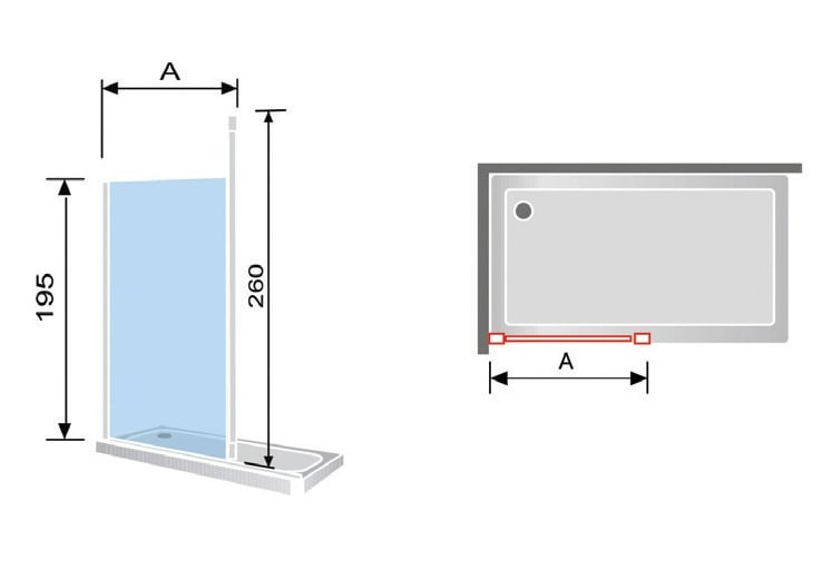 Paroi de douche Fresh Levante (FL633) Croquis 3