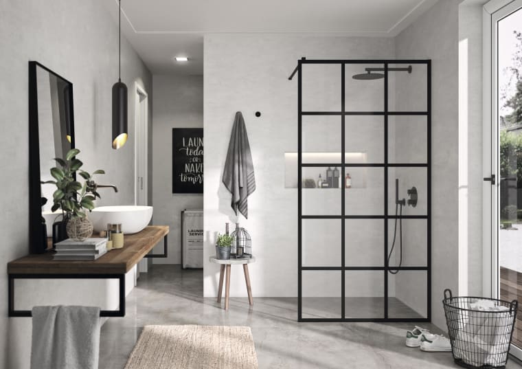 Paroi de douche fixe noire Fresh - FR103 -Kassandra- -Fr103 Ambiente 1