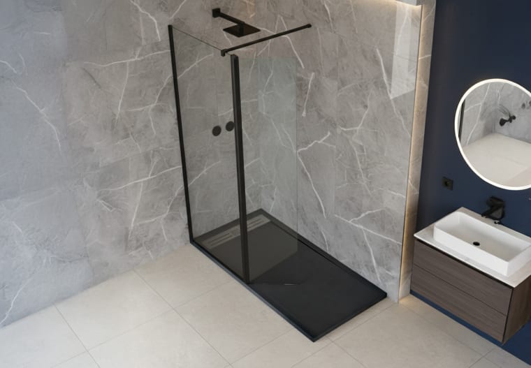 Paroi de douche minimale fixe + pivotante Ambiente 1