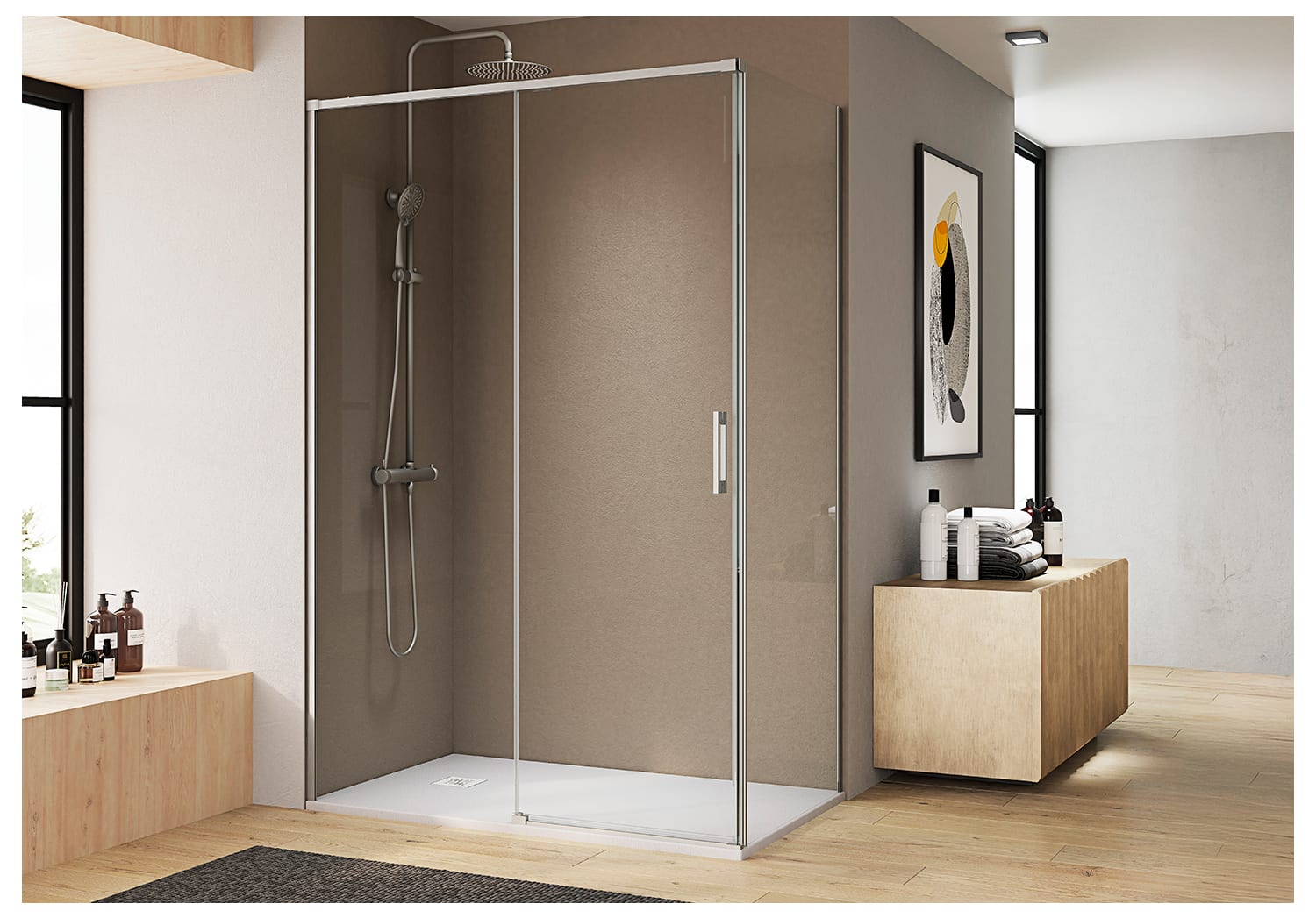 Paroi de douche angulaire coulissante Bruntec Aria Principal 3