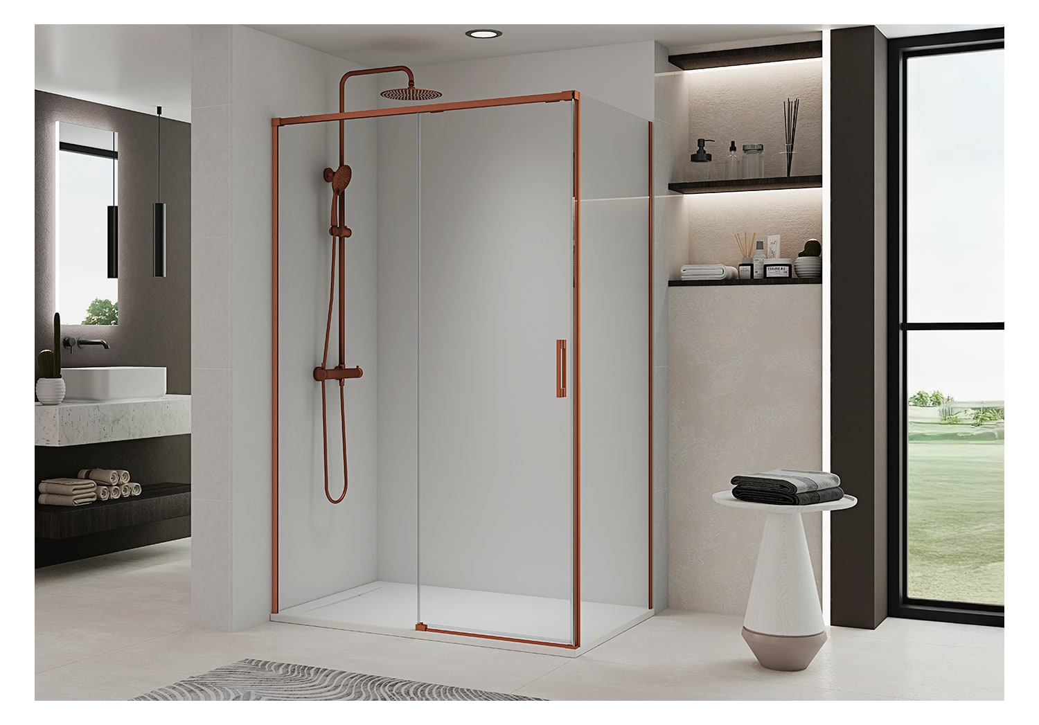 Paroi de douche angulaire coulissante Bruntec Aria Principal 6