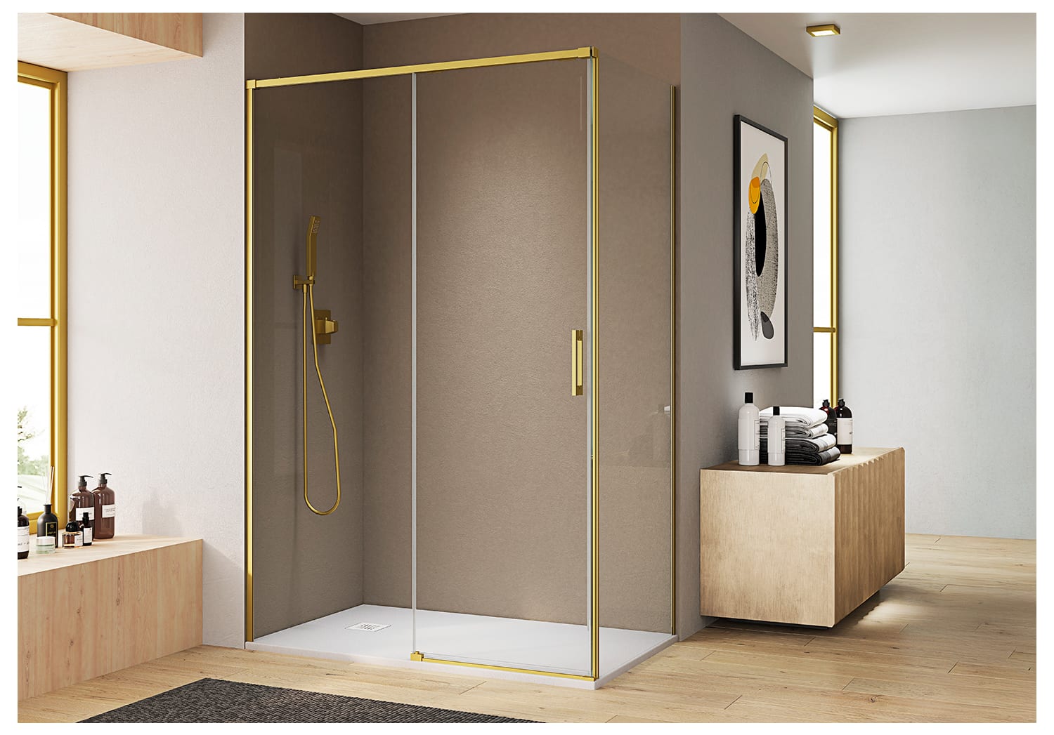 Paroi de douche angulaire coulissante Bruntec Aria Principal 4
