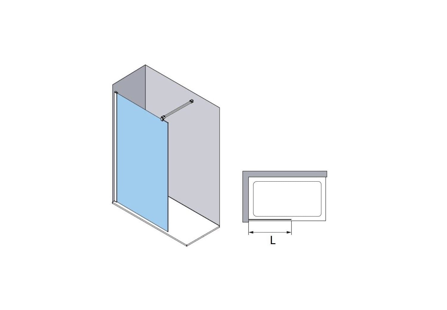 Paroi de douche à panneaux fixes Profiltek Fado Croquis 6