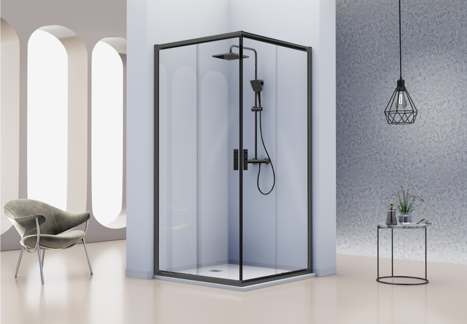 Paroi de douche angulaire -Kassandra- Siena (IE607 + IE607) Principal 1