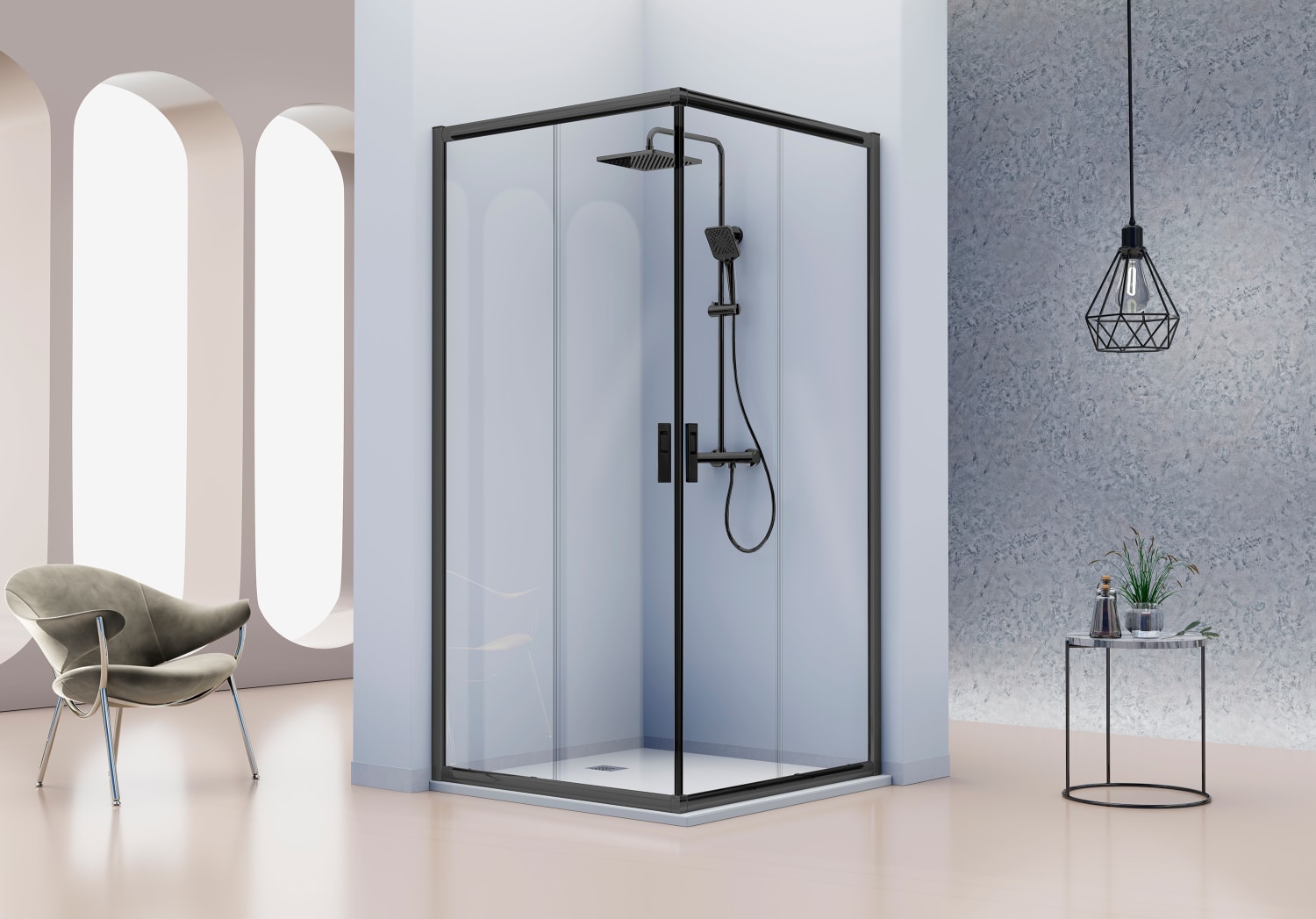 Paroi de douche angulaire -Kassandra- Siena (IE607 + IE607) Principal 1