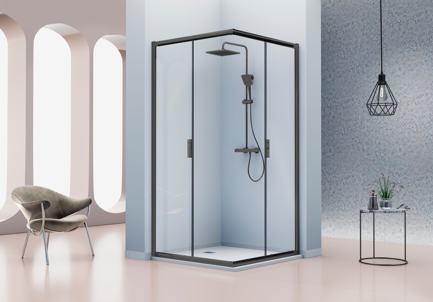 Paroi de douche angulaire -Kassandra- Siena (IE607 + IE607) Detalle 4