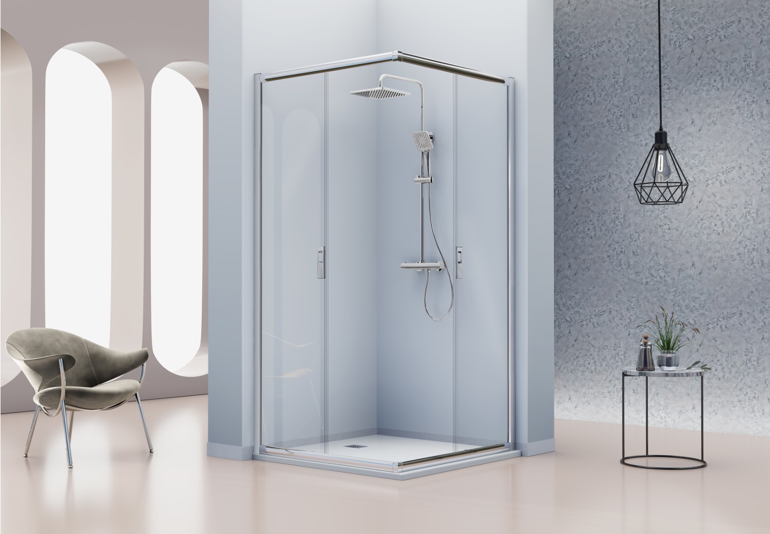 Paroi de douche angulaire -Kassandra- Siena (IE607 + IE607) Detalle 5