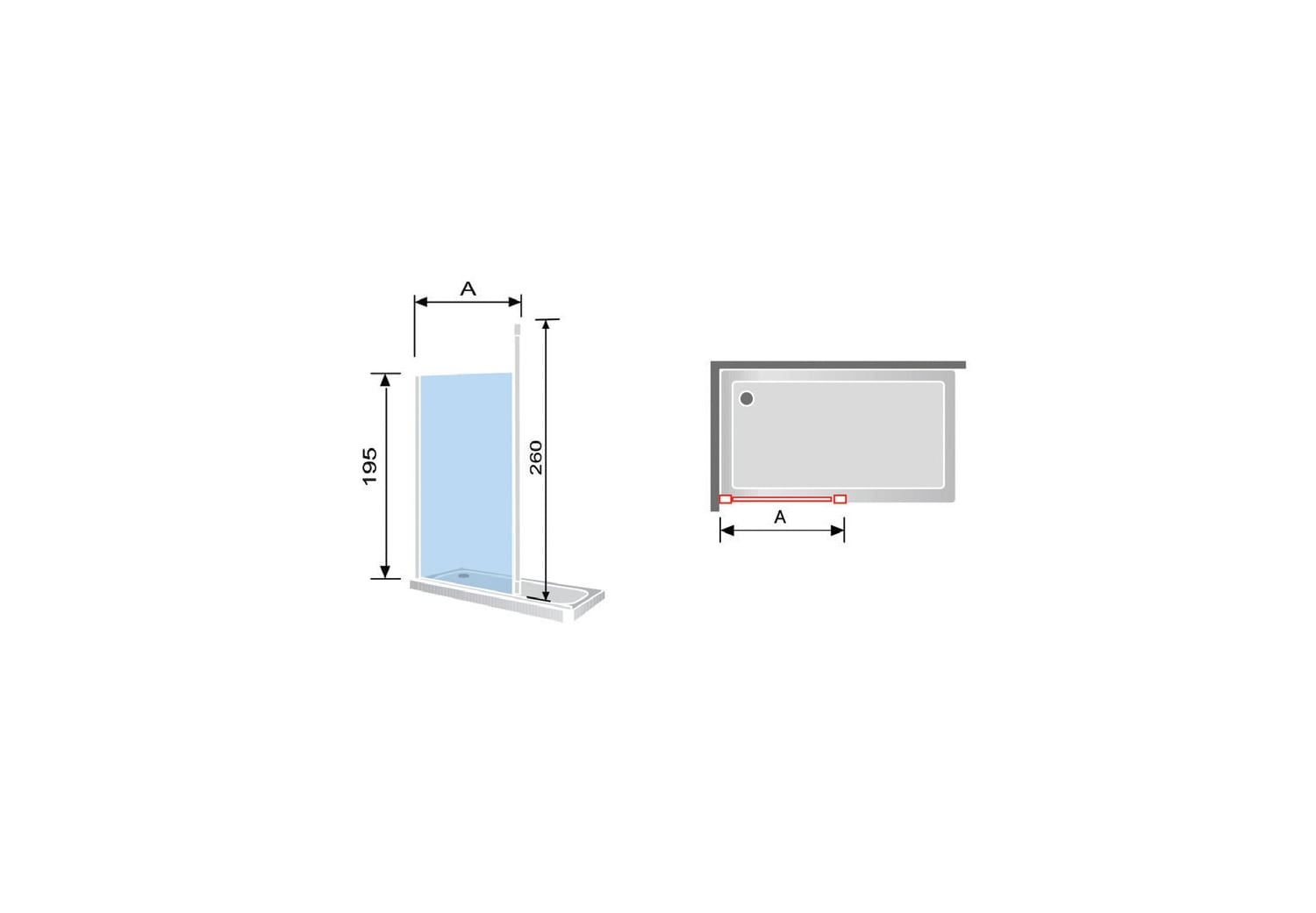 Paroi de douche Fresh Levante (FL633) Croquis 3