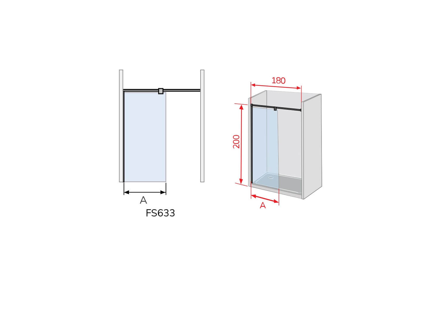 Paroi de douche fixe Kassandra Fresh Salomon (FS633) Croquis 4