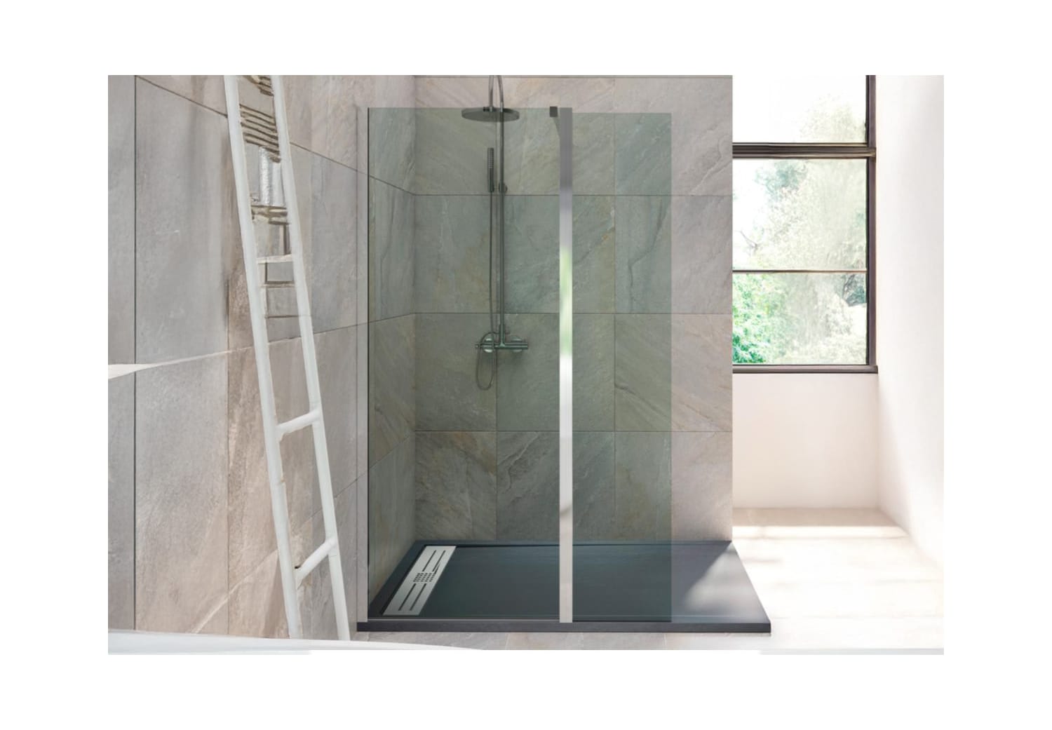 Paroi de douche fixe + pivotante, Minimal 6 mm Principal 2