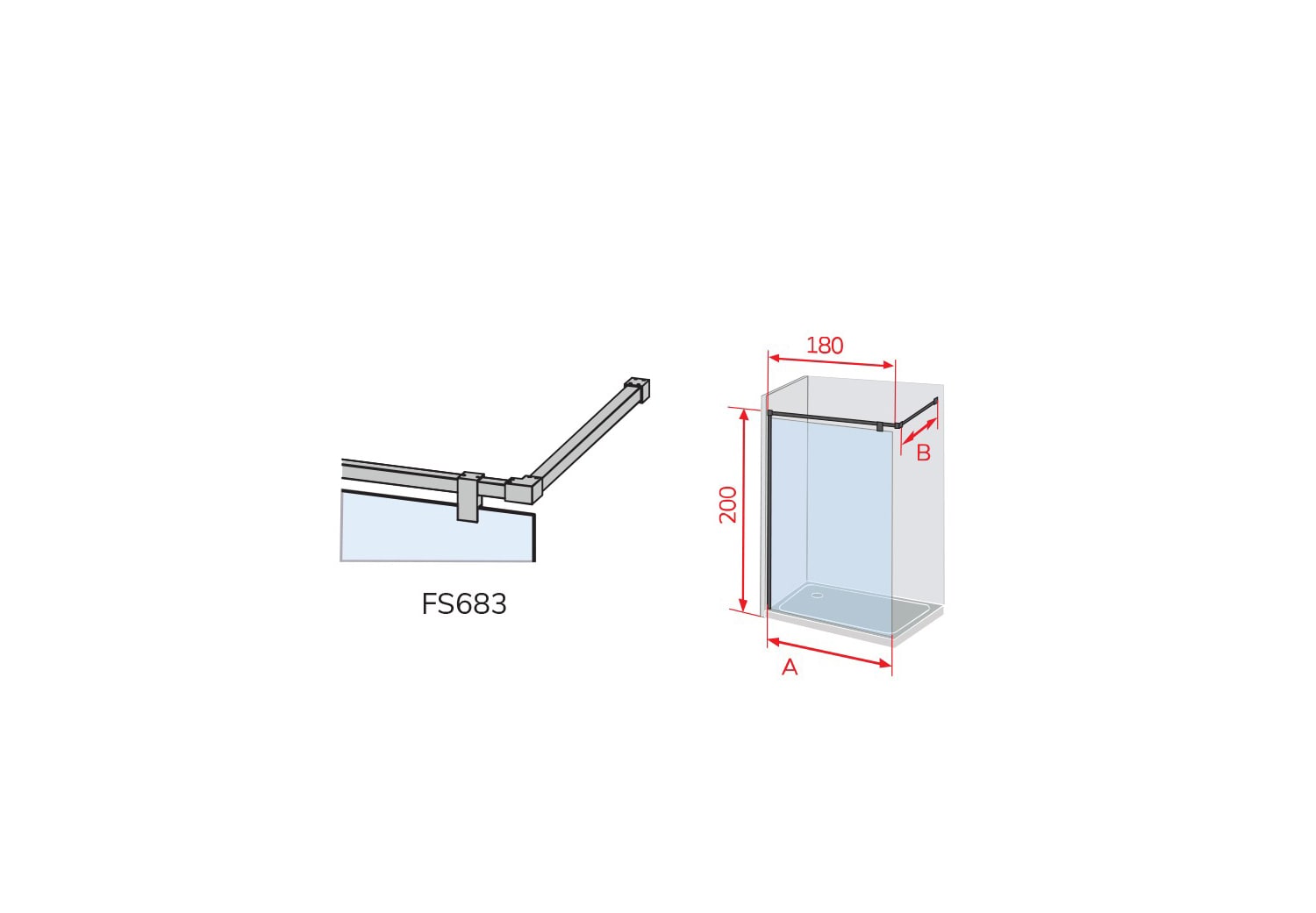 Paroi de douche fixe Kassandra Fresh Salomon (FS683) Croquis 3
