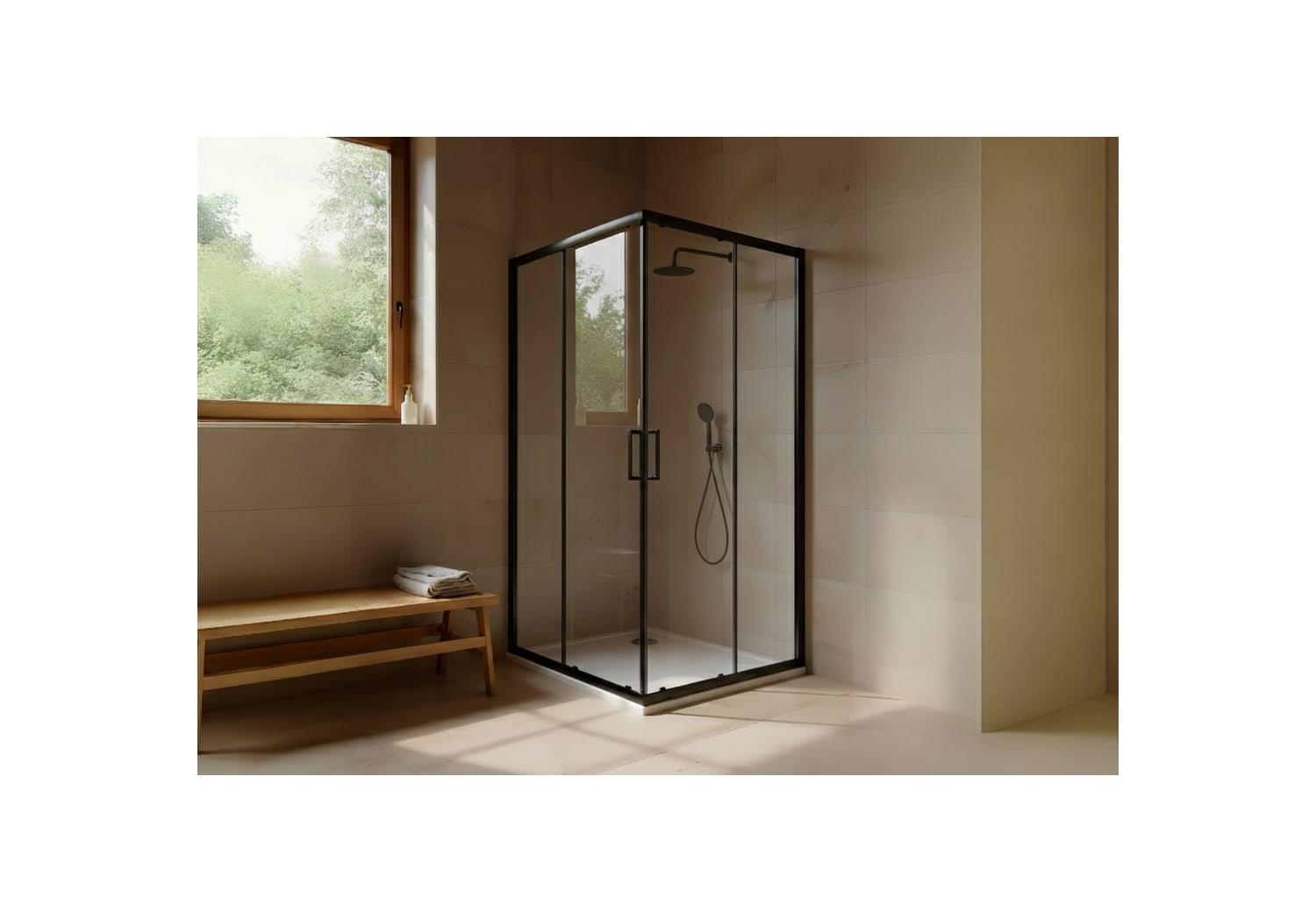 Paroi de douche angulaire Emma couleur noire Principal 0
