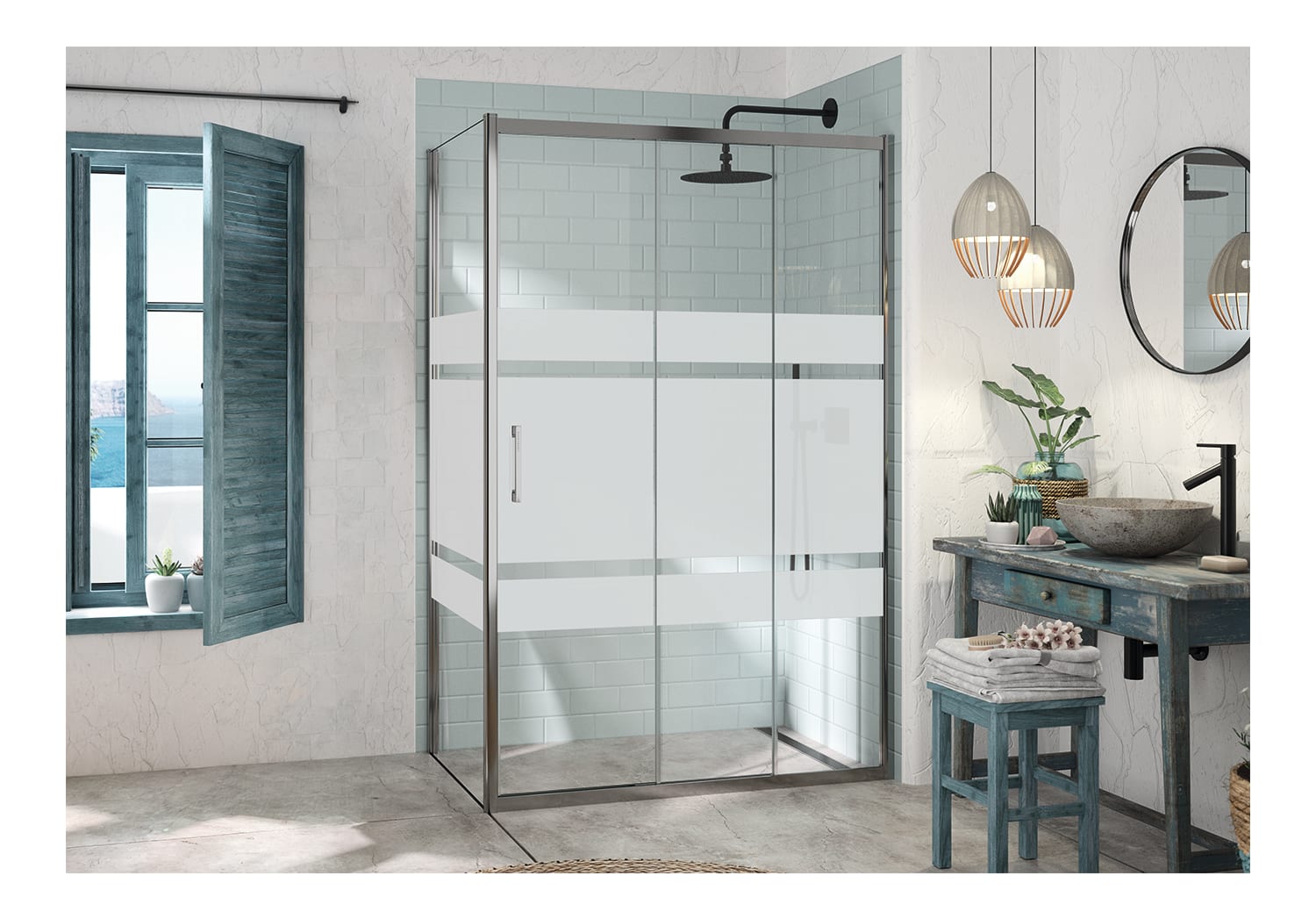 Paroi de douche Kassandra Kaarol (KA101+KA103) Ambiente 1