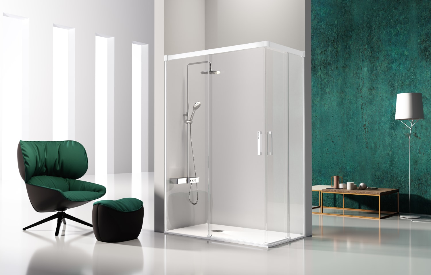 Paroi de douche angulaire Kassandra Glase (GS607+GS607) Principal 1