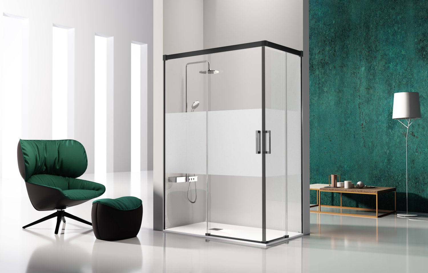 Paroi de douche angulaire Kassandra Glase (GS607+GS607) Principal 4