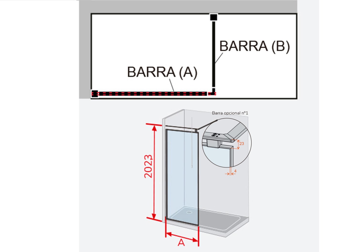 Paroi de douche fixe Kassandra Fresh Arena (FA 633) Croquis 11