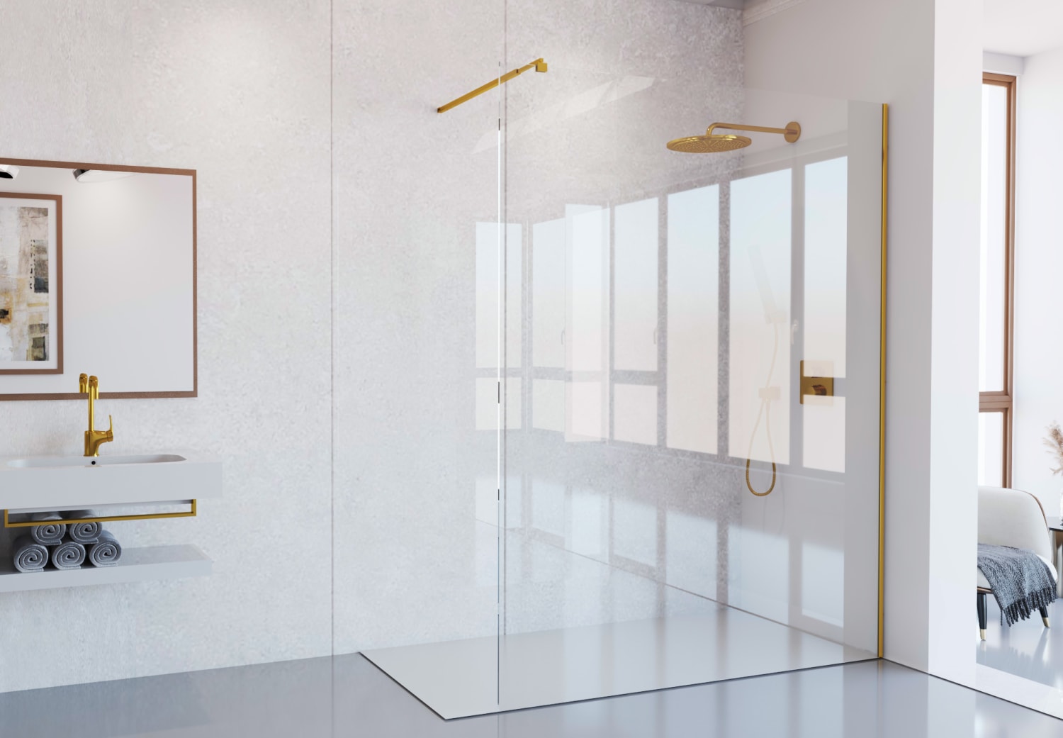 Paroi de douche en acier inoxydable Dione Principal 4