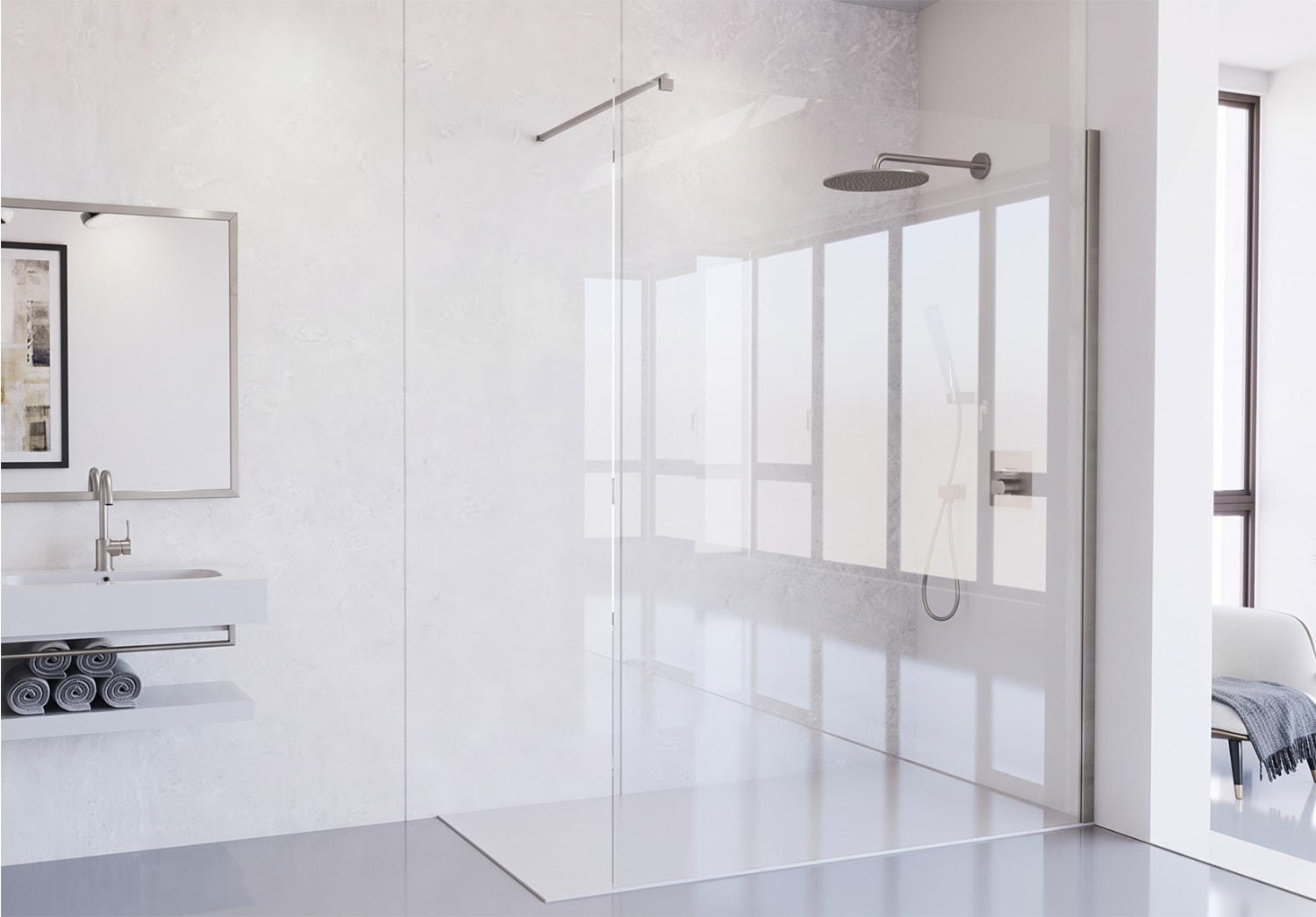 Paroi de douche en acier inoxydable Dione Principal 5