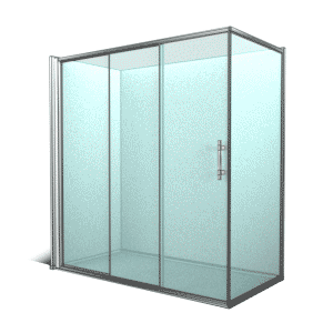 1 fixe + 2 coulissants + côté fixe