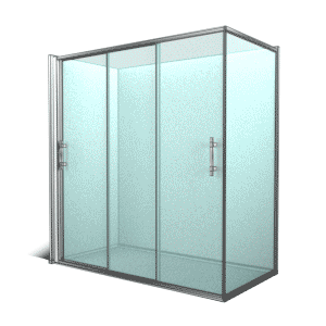 3 coulissants + côté fixe